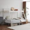 Twin Over Full Metal Bunk Bed for Kids Teens Adults, Heavy Duty Metal Bunk Bed with Ladder & Full-Length Guard Rail & Storage Space, White