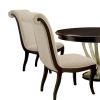 Contemporary Beige Fabric 2pcs Side Chairs Scrollback Design Espresso Wood Frame Upholstered Seat Dining Chairs Furniture Set