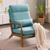 High Back Solid Wood Armrest Backrest Iron Frame Linen Indoor Leisure Chair Teal