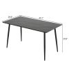 Disassemble rectangular table with arc MDF Black tabletop splicing PVC marble surface 140*76*76cm N101