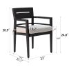 Outdoor Patio K/D Aluminum Stationary Dining Chairs 4PCS with Outdoor-grade Sunbrella Fabric Cushions, Tapered Feet, Ember Black