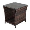 Glass Surface Brown Gradient Iron Frame Rattan Side Table