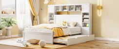 Queen Size Wooden Bed With All-in-One Cabinet, Shelf and Sockets, White