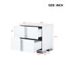 Elegant Nightstand with Metal Handle,Mirrored Bedside Table with 2 Drawers for Bedroom,Living Room,White