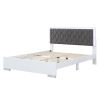 4-Pieces Bedroom Sets Queen Size Upholstered Bed with LED Lights, Mirrored Nightstands and Dresser with Metal Handles and Legs,White