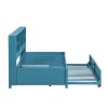 Metal Twin Size Daybed with Twin Size Trundle, Storage Shelves and USB Ports, Blue