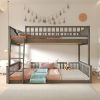 Full XL over Queen Bunk Bed with Ladder and Guardrails, Gray (Expected Arrival Time: 6.3)