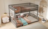 Full XL over Queen Bunk Bed with Ladder and Guardrails, Gray (Expected Arrival Time: 6.3)