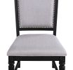 Beautiful Traditional 2pc Dark Brown Finish Gray Upholstered Fabric Seat Back Cushion Dining Chair Set Wooden Furniture