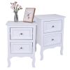 2pcs Country Style Two-Tier Night Tables Large Size White