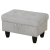 Rectangular Upholstered Ottoman With Storage And Liquid Rod,Tufted Flannel Ottoman Foot Rest For Living Room,Bedroom,Dorm Grey White