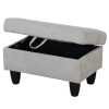 Rectangular Upholstered Ottoman With Storage And Liquid Rod,Tufted Flannel Ottoman Foot Rest For Living Room,Bedroom,Dorm Grey White