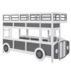 Twin over Twin Bus-shaped Bunk Bed with Wheels and Storage, Gray+White(Expected Arrival Time: 6.8)