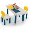 Multifunctional Rectangular Building Block Table - Gray and Yellow (with DIY Blocks)