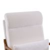 High Back Solid Wood Armrest Backrest Iron Frame Teddy Velvet Indoor Leisure Chair Off-White