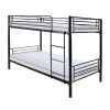 Iron Bed Bunk Bed with Ladder for Kids Twin Size Black