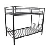 Iron Bed Bunk Bed with Ladder for Kids Twin Size Black