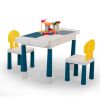 Multifunctional Rectangular Building Block Table - Gray and Yellow (with DIY Blocks)