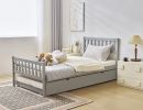 Single bunk bed with drag bed gray twin wooden bed pine particle board drag bed