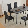 Disassemble rectangular dining table with straight feet MDF grey desktop splicing PVC marble surface 140*76*76cm N101