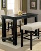 Antique Black Bold Distressed 1pc Bar Table Dining Room Furniture Center Beam for Support / Footrest High Counter Table