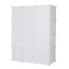 12 Cube Organizer Stackable Plastic Cube Storage Shelves Design Multifunctional Modular Closet Cabinet with Hanging Rod White