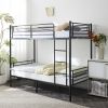 Iron Bed Bunk Bed with Ladder for Kids Twin Size Black