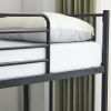 Iron Bed Bunk Bed with Ladder for Kids Twin Size Black