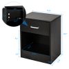 2pcs Night Stands with Drawer Black