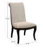 Contemporary Beige Fabric 2pcs Side Chairs Scrollback Design Espresso Wood Frame Upholstered Seat Dining Chairs Furniture Set