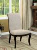 Contemporary Beige Fabric 2pcs Side Chairs Scrollback Design Espresso Wood Frame Upholstered Seat Dining Chairs Furniture Set