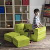 Jaxx Zipline Modular Kids Loveseat & Ottomans, Lime