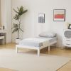 Basic bed frame washed white Twin 197.2*96.5*30.5cm wooden bed