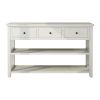 Console Table with Wood Frame and Legs, Sofa Table Entryway Table with 3 Drawers and 2 Open Shelves Antique White