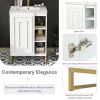 24inch White Bathroom Vanity Sink Combo for Small Space, Modern Design with Ceramic Basin, Gold Legs and Semi-open Storage(Faucet Not Included)