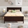 Queen Size Wood Platform Bed with Headboard and Wooden Slat Support