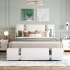 Full Size Upholstered Faux Leather Platform bed with a Hydraulic Storage System