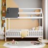 Twin Size Wood House Bed with Fence