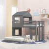 Wooden Twin Over Full Bunk Bed, Loft Bed with Playhouse, Farmhouse, Ladder and Guardrails