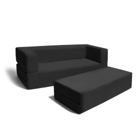 Jaxx Zipline Big Kids Modular Sofa & Ottoman (Color: Black)