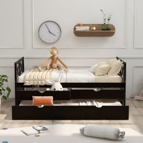 Multi-Functional Daybed with Drawers and Trundle (Color: Espresso)