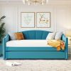 Upholstered Daybed Sofa Bed Twin Size With Trundle Bed and Wood Slat