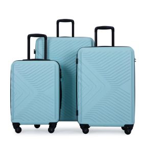 3 Piece Luggage Sets ABS Lightweight Suitcase with Two Hooks;  Spinner Wheels;  TSA Lock;  (20/24/28) (Color: Green)