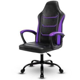 Video Gaming Computer Chair, Office Chair Desk Chair with Arms, Adjustable Height Swivel PU Leather Executive with Wheels for Adults Women Men, Purple (Color: as picture)