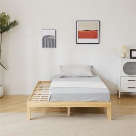 Basic bed frame solid wood color Full 197.2*136*30.5cm wooden bed (Color: as picture)