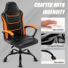 Video Gaming Computer Chair, Office Chair Desk Chair with Arms, Adjustable Height Swivel PU Leather Executive with Wheels for Adults Women Men, Orange