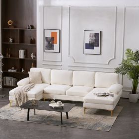 U-Shaped 4-Seat Indoor Modular Sofa Creamy-White (Color: As shown)