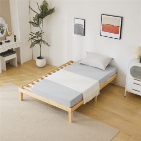 Basic bed frame solid wood color Full 197.2*136*30.5cm wooden bed (Color: As shown in the figure)