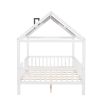 Full Size Wood House Bed with Fence