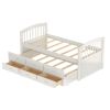 Twin over Twin Wood Bunk Bed with Trundle and Drawers